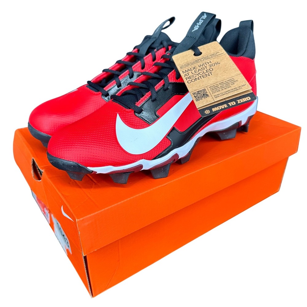 Nike Alpha Menace 4 Shark Football Cleats Red White Black US 11.5 FN0028-600